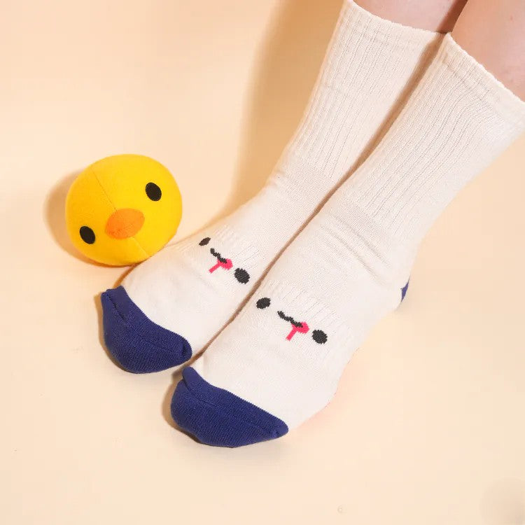 Capoo “I’m Watching You” Sports Crew Socks (Off-White)