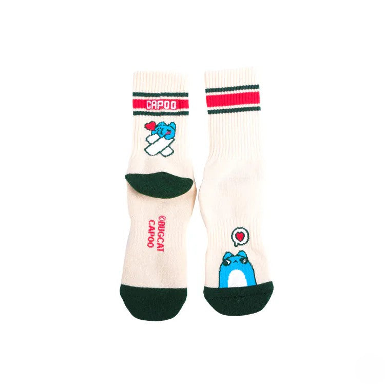 Capoo Healing Kiss Sports Crew Socks (Off-White)