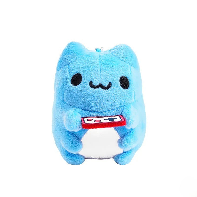 Front view of Gamer Capoo Plush Charm holding a red and white game console