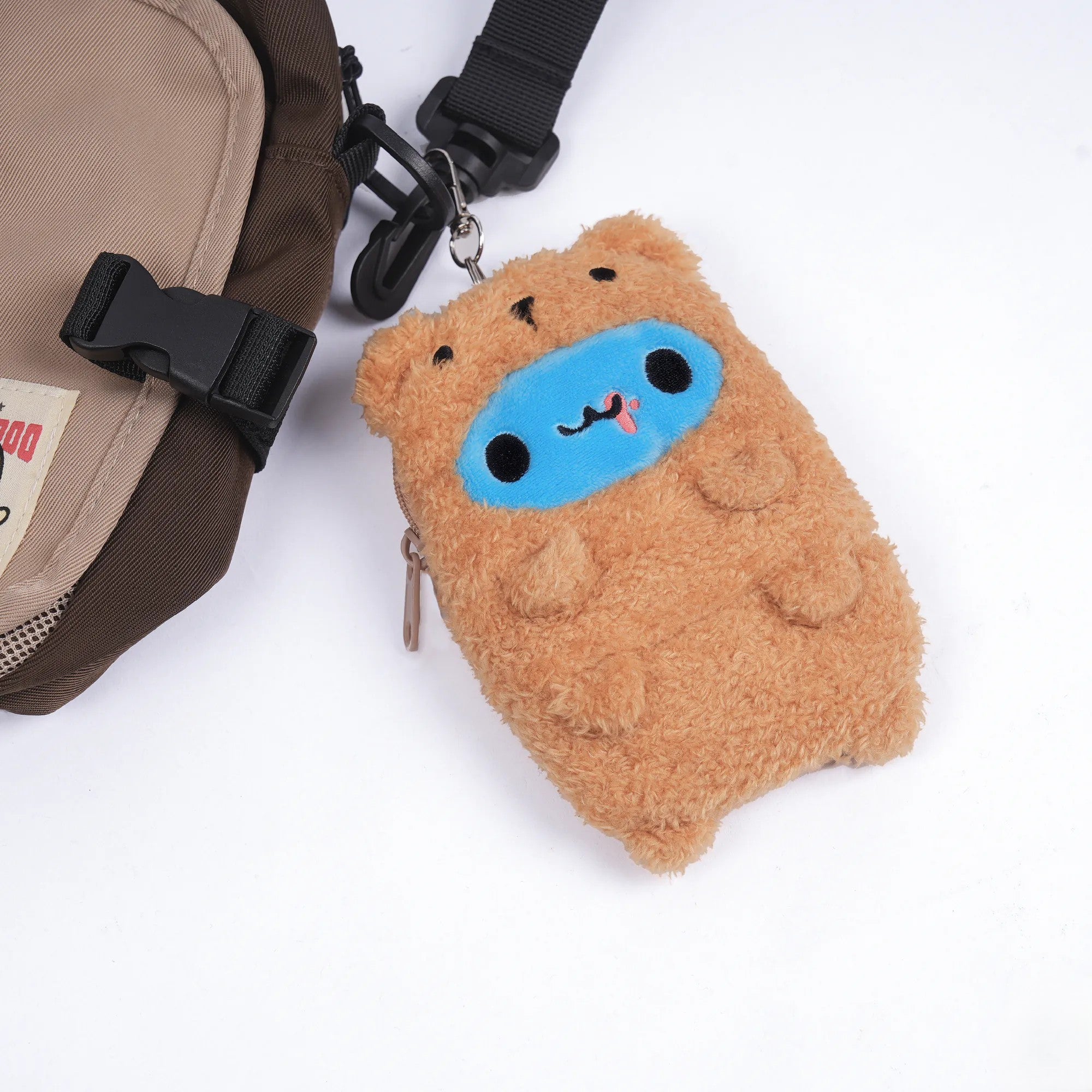 Brown Bear Capoo Plush Retractable Card Holder