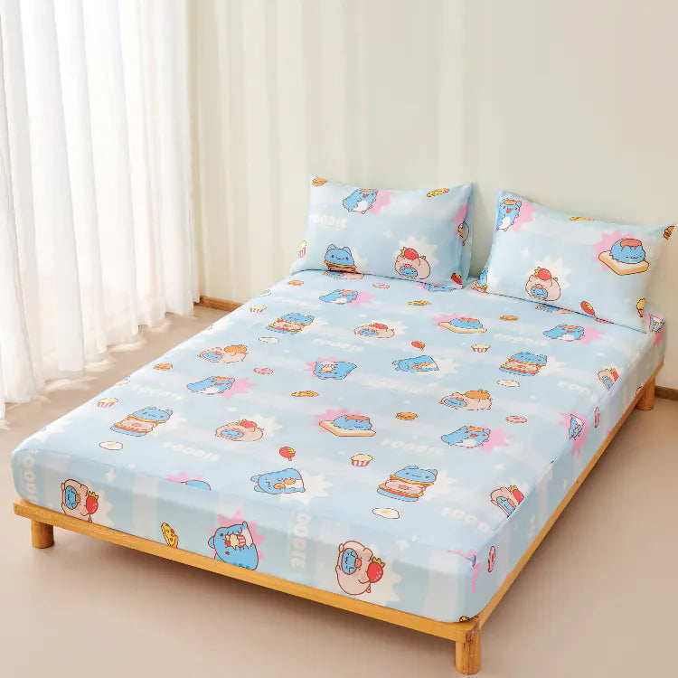 Capoo x LuLu the Piggy Food Party bedding pattern and fabric details