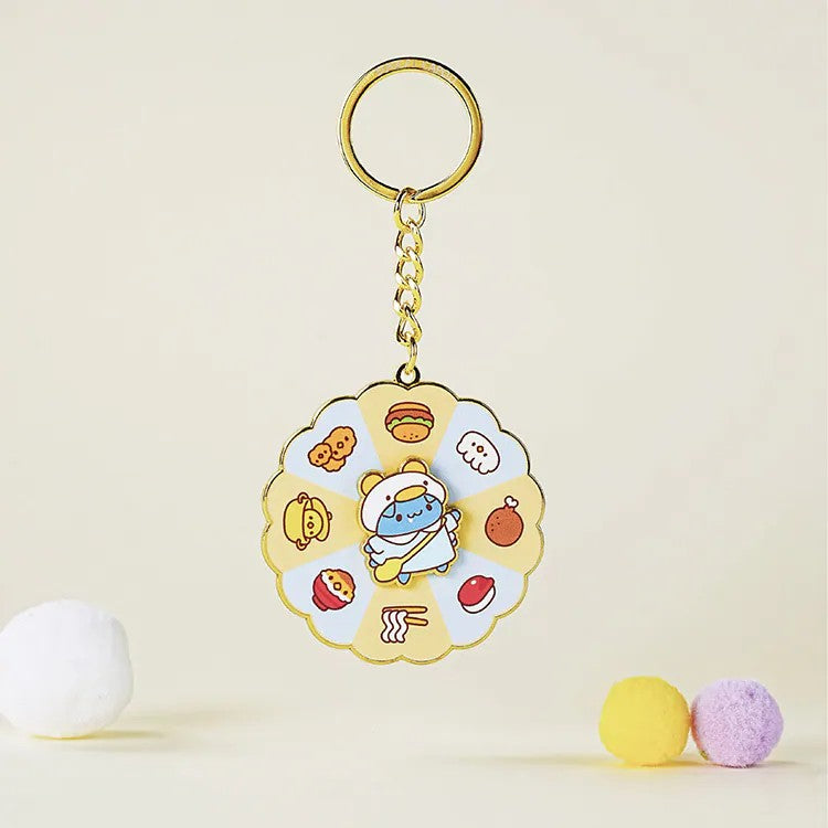 School Capoo Food Spinner Metal Keychain