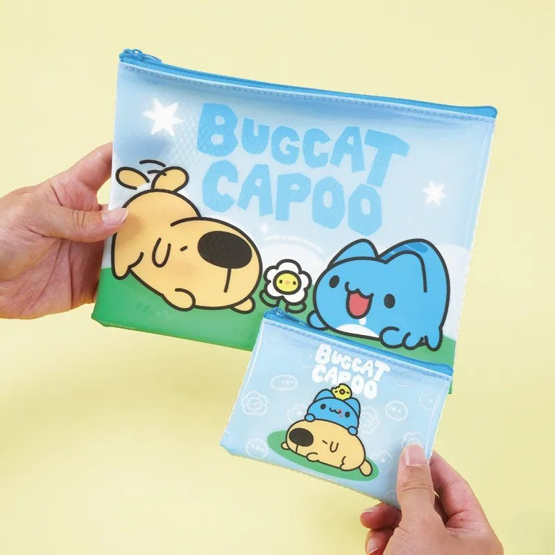 Bugcat Capoo & Dogdog Playing Together Mesh Zipper Pouch Set (Large + Small)