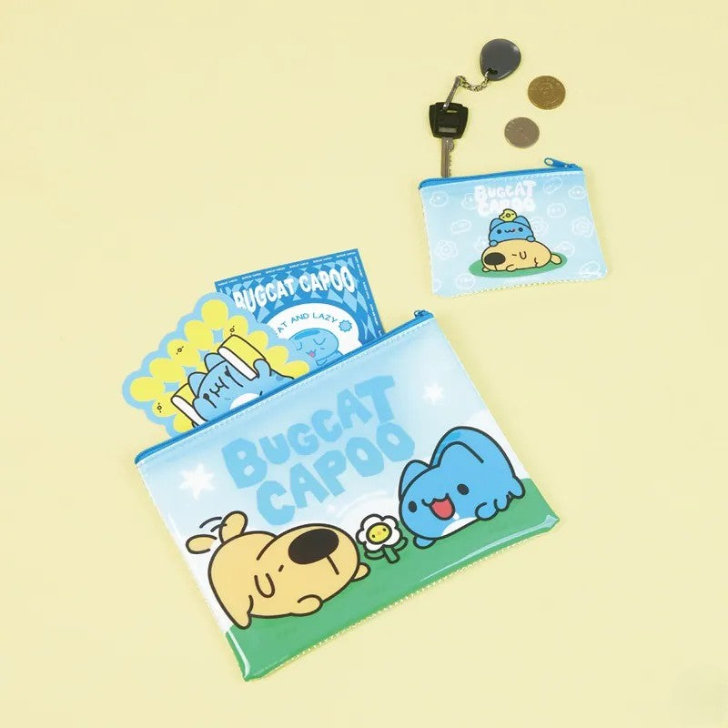 Bugcat Capoo & Dogdog Playing Together Mesh Zipper Pouch Set (Large + Small)