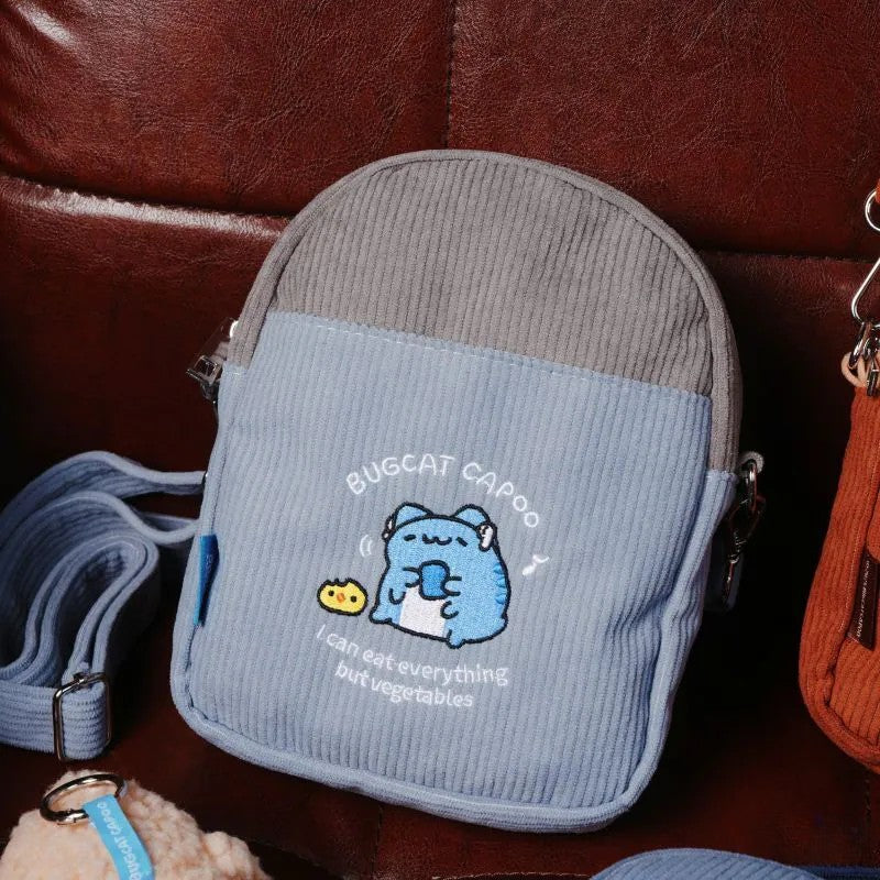 Capoo Listening to Music Corduroy Crossbody Bag