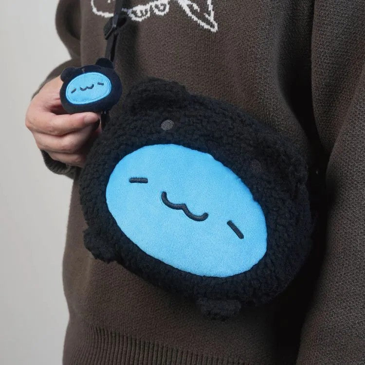 Black Bear Capoo Fluffy Crossbody Bag (With Plush Charm)