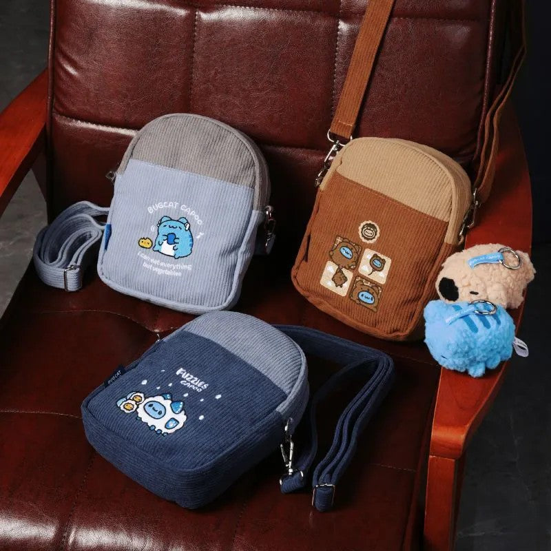 Fuzzy Capoo Corduroy Crossbody Bag