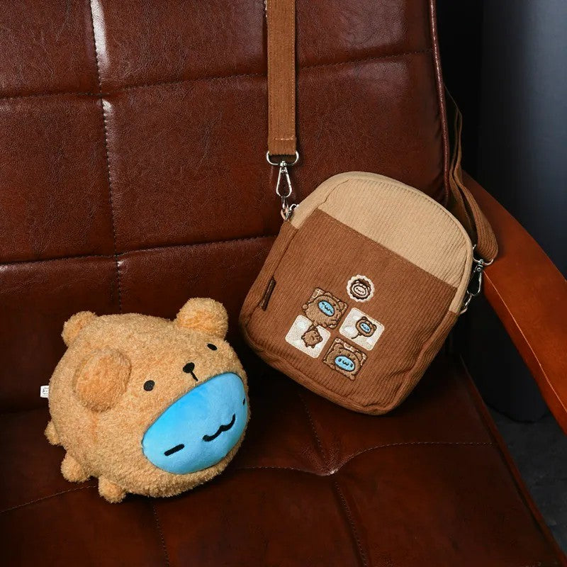Brown Bear Capoo Corduroy Crossbody Bag