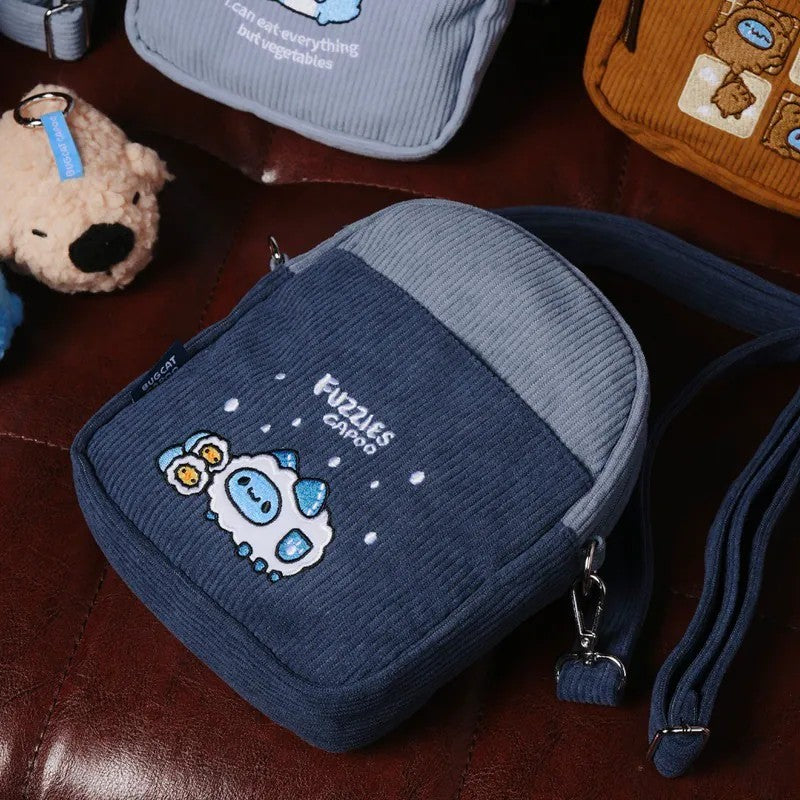 Fuzzy Capoo Corduroy Crossbody Bag