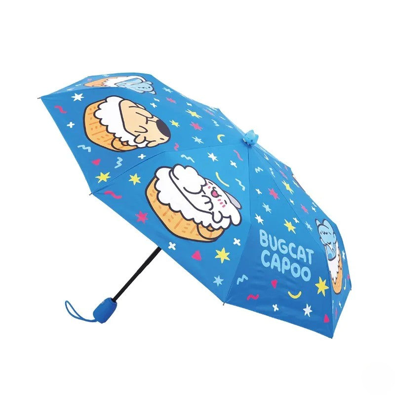 Capoo & Friends Picnic Fun UV Protection Automatic Umbrella with Detachable Capoo Figure Topper