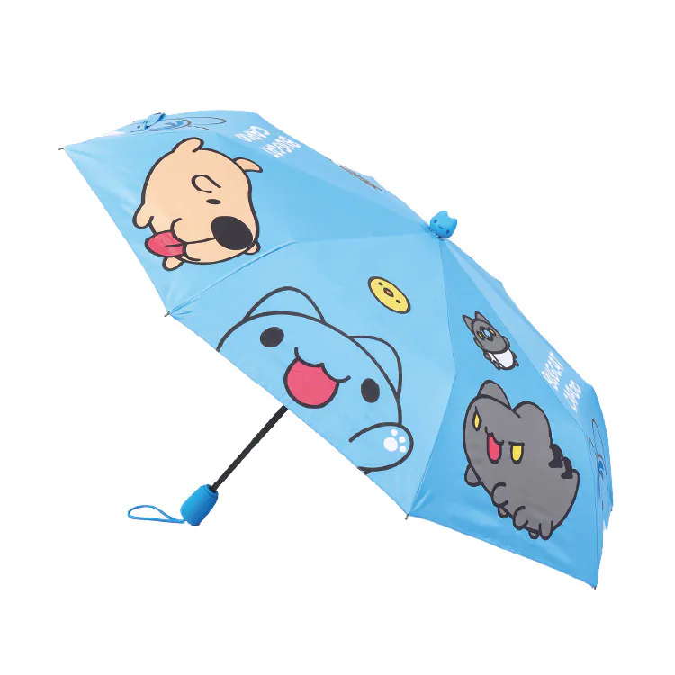 Paraguas automático con protección UV Capoo y amigos con figura superior de Capoo desmontable