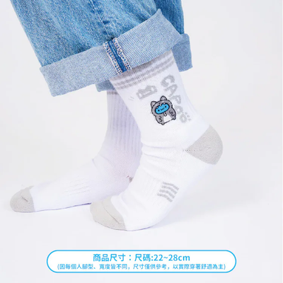 Meow Capoo スポーツクルーソックス（ホワイト） — 画像 2