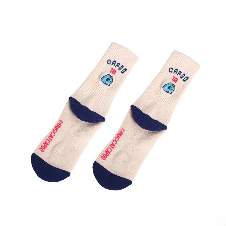 Capoo “I’m Watching You” Sports Crew Socks (Off-White)