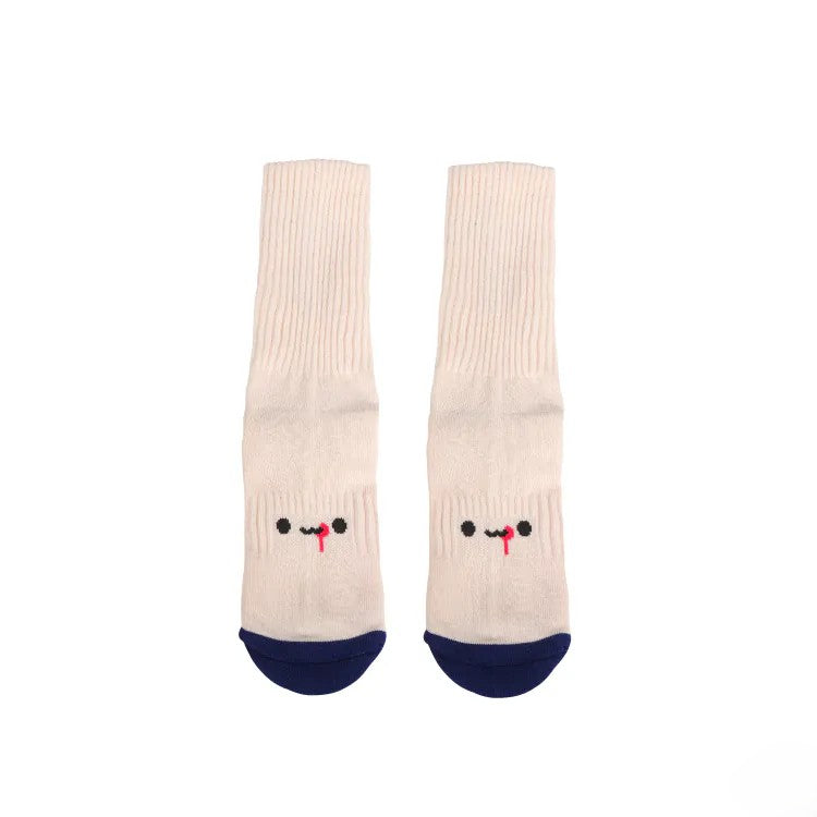 Capoo “I’m Watching You” Sports Crew Socks (Off-White)