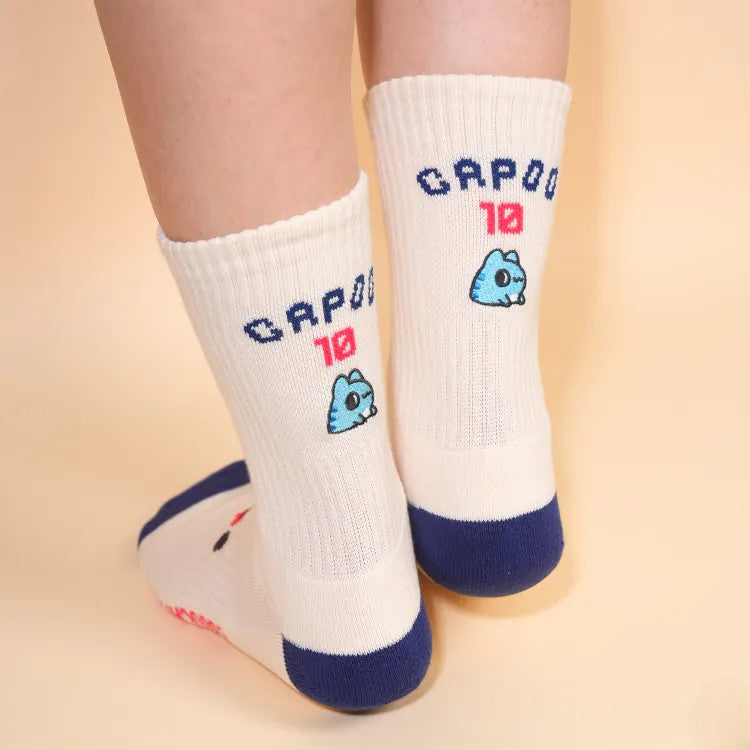 Capoo “I’m Watching You” Sports Crew Socks (Off-White)