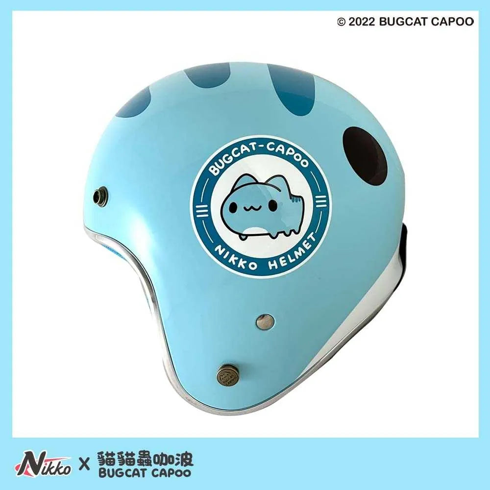 Classic Capoo Glossy Blue Half Face Helmet