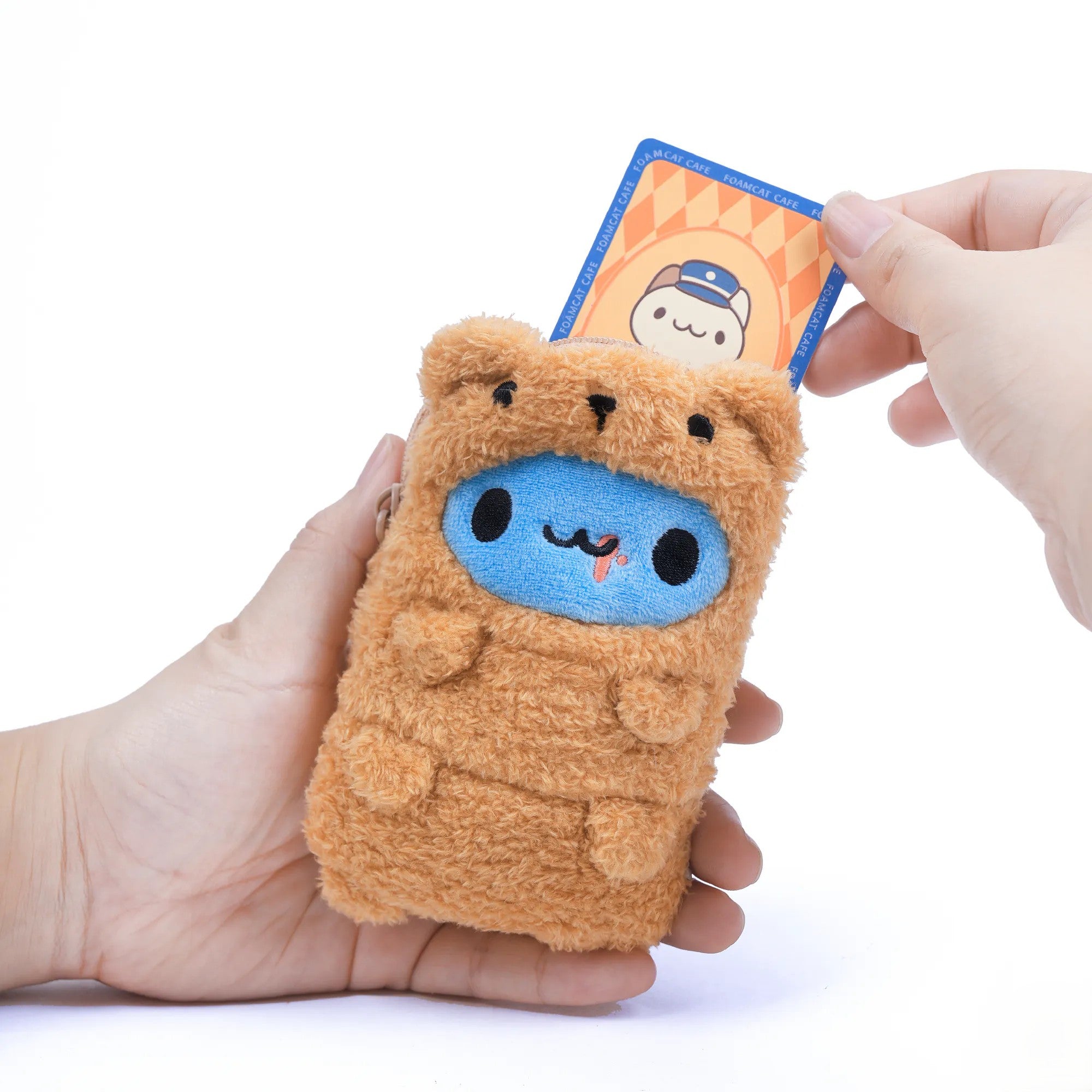 Brown Bear Capoo Plush Retractable Card Holder