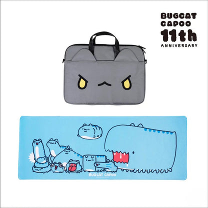 Perfect Desktop Duo Set - Black Bugcat Laptop Bag + Strange Capoo Mouse Pad(Large)