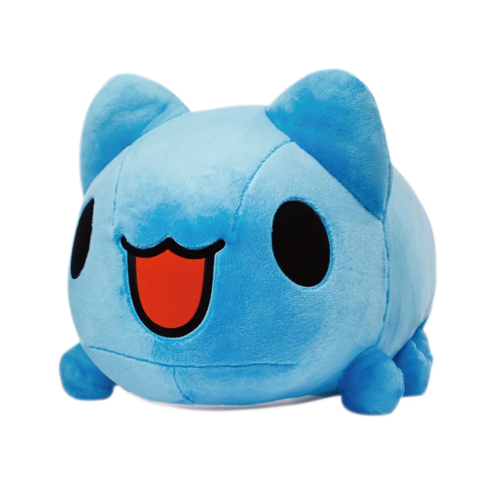 Giant Capoo Plush Front View: Front-facing view of the Giant Capoo Plush, showing its blue, round body, wide black eyes, and red mouth.