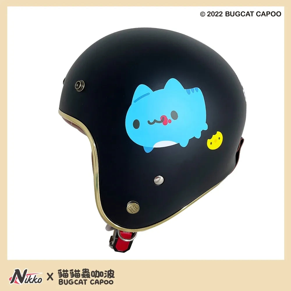 Capoo & Dogdog Matte Black Half Face Helmet