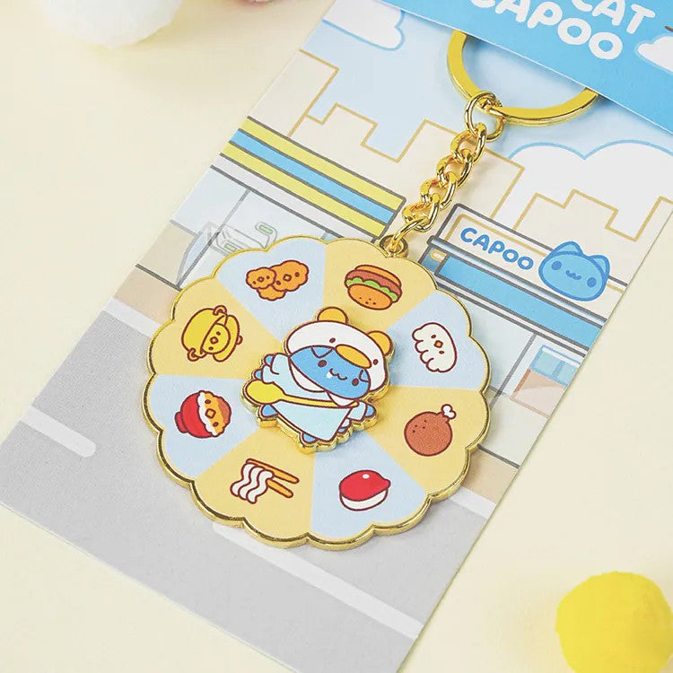 School Capoo Food Spinner Metal Keychain