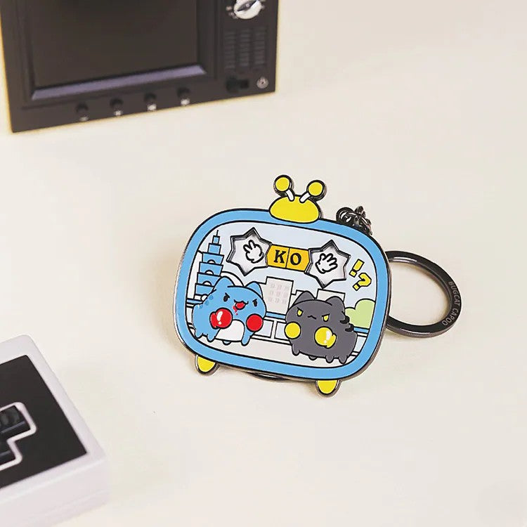 Capoo & Black Bugcat Rock-Paper-Scissors Metal Keychain