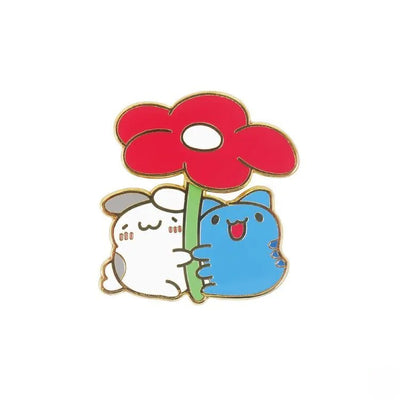 Bugcat Capoo & Bunny Flower Flight Wiggling Metal Pin