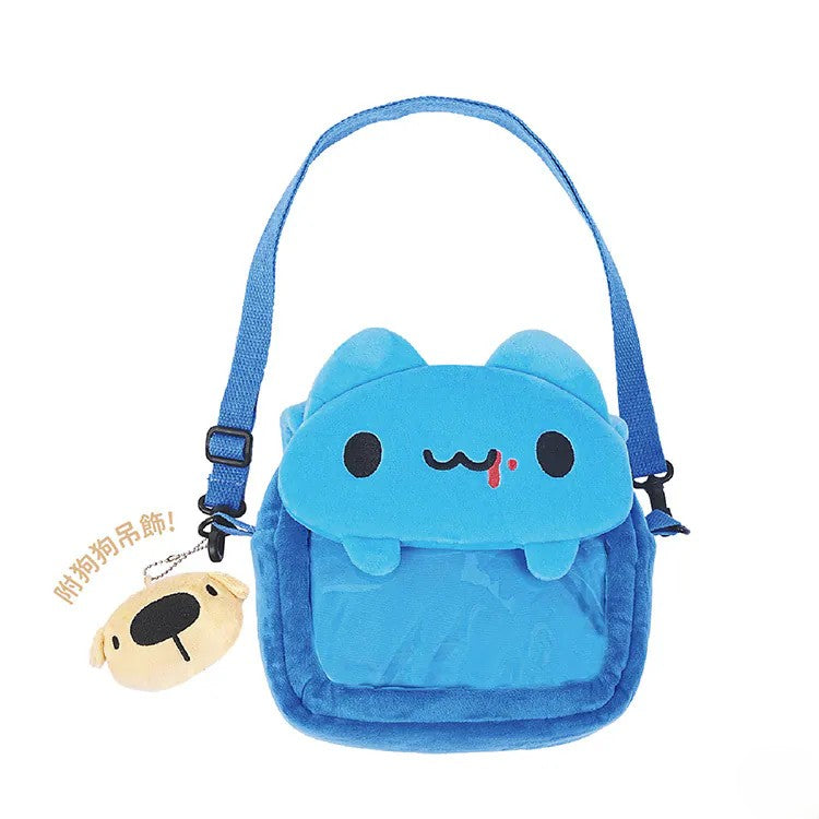 Bleeding Capoo Plush Ita Crossbody Bag with Dogdog Charm