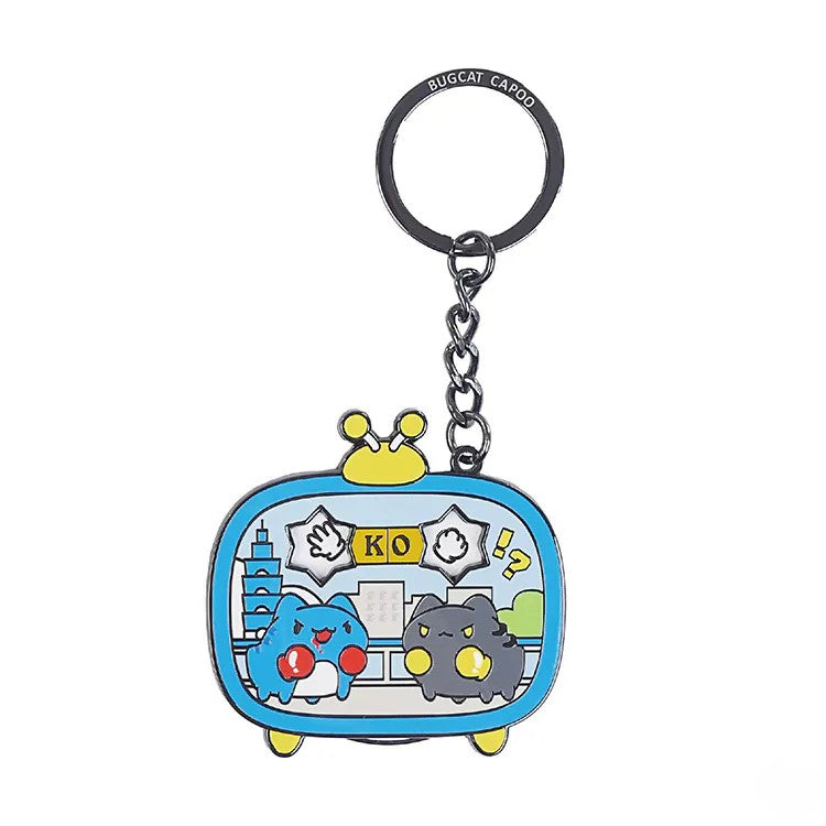 Capoo & Black Bugcat Rock-Paper-Scissors Metal Keychain