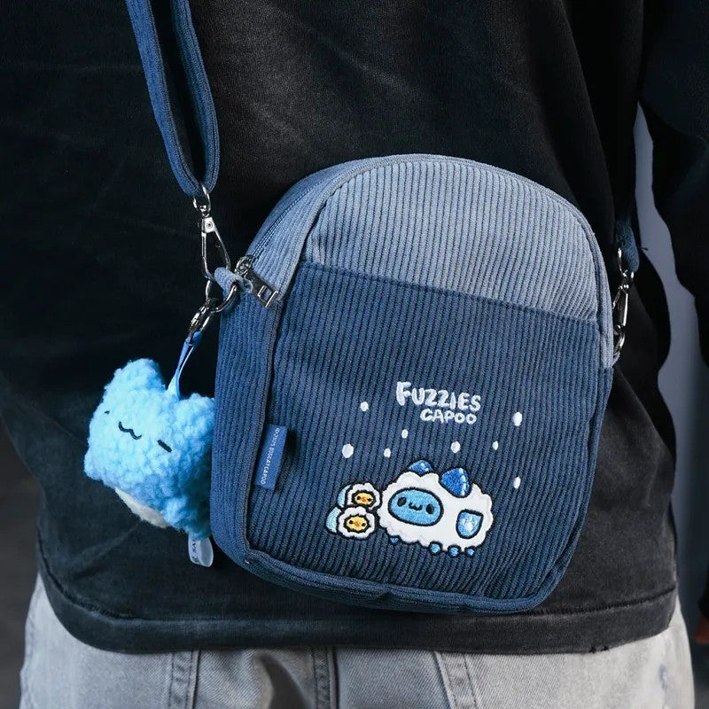 Fuzzy Capoo Corduroy Crossbody Bag