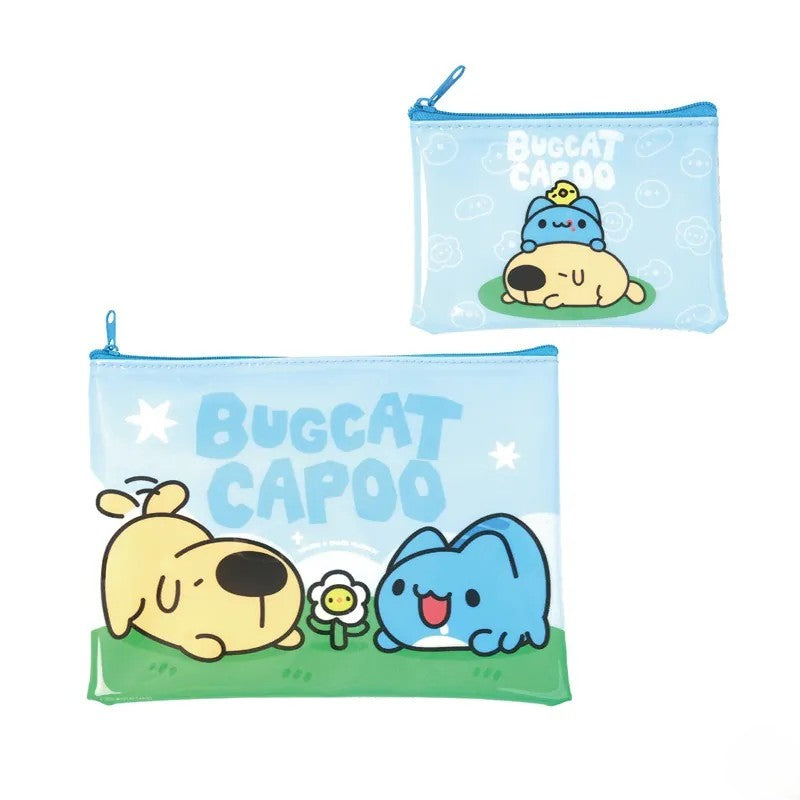 Bugcat Capoo & Dogdog Playing Together Mesh Zipper Pouch Set (Large + Small)