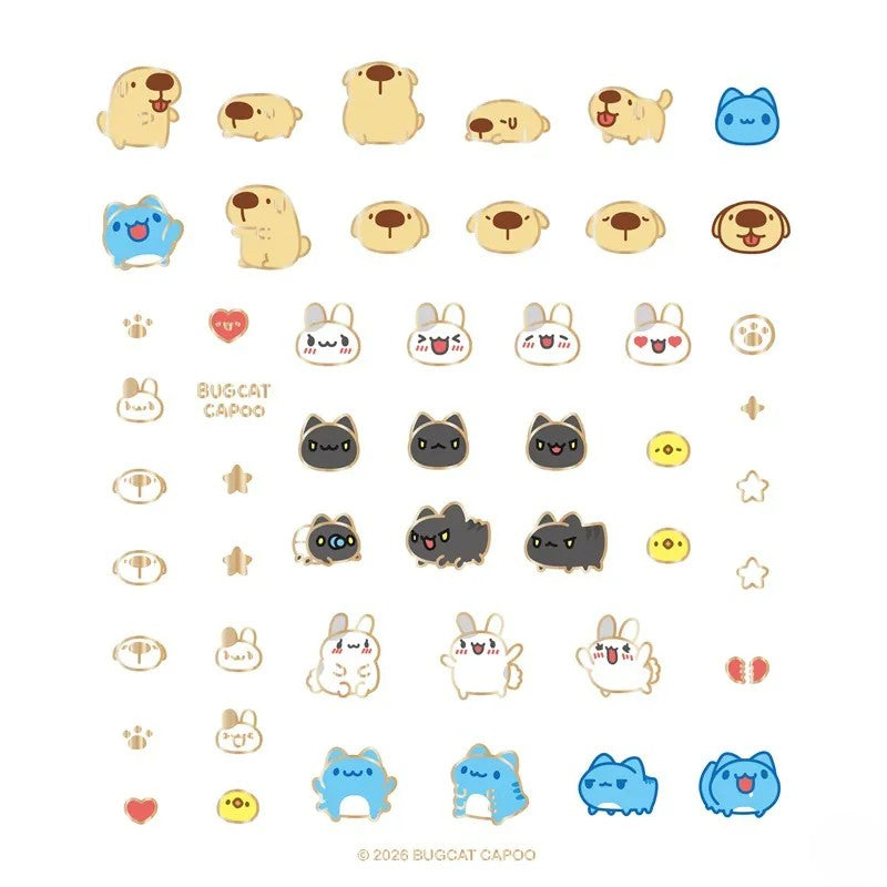 Capoo & Friends Gold Foil Nail Stickers