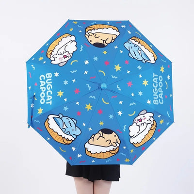 Capoo & Friends Picnic Fun UV Protection Automatic Umbrella with Detachable Capoo Figure Topper
