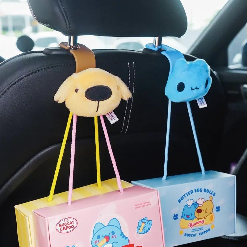 Bugcat Capoo Car Headrest Hooks Set (Capoo & Dogdog)