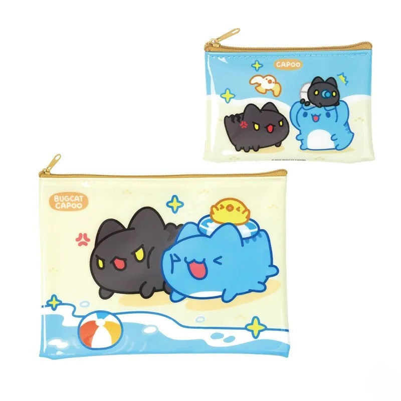 Bugcat Capoo & Black Bugcat Beach Day Mesh Zipper Pouch Set (Large