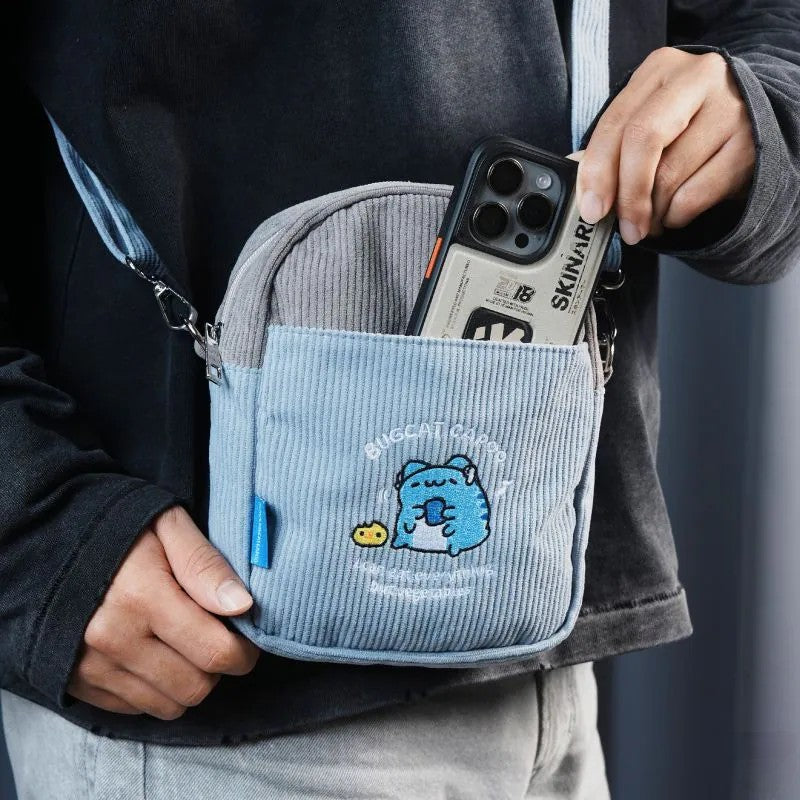 Capoo Listening to Music Corduroy Crossbody Bag