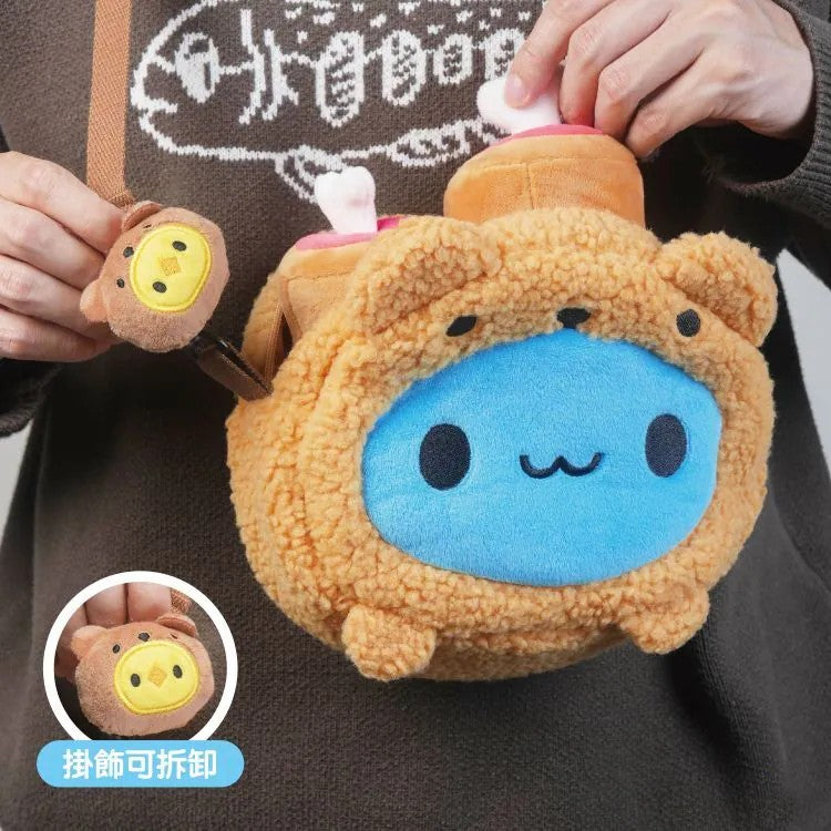 Brown Bear Capoo Fluffy Crossbody Bag (With Plush Charm)