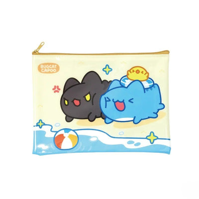 Bugcat Capoo & Black Bugcat Beach Day Mesh Zipper Pouch Set (Large + Small)