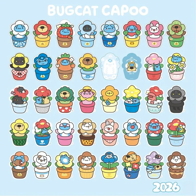 🌸Bugcat Capoo 2026 “Little Romance” Acrylic Stand Calendar Set