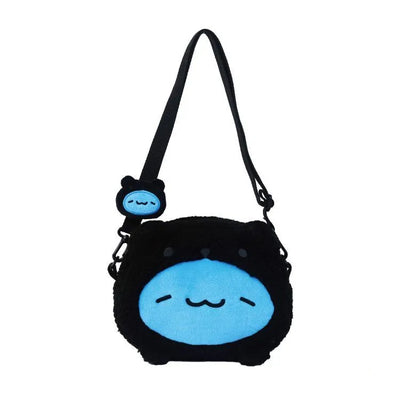 Black Bear Capoo Fluffy Crossbody Bag (With Plush Charm)