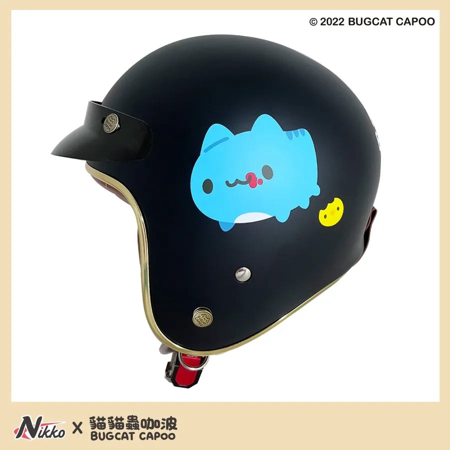Capoo & Dogdog Matte Black Half Face Helmet