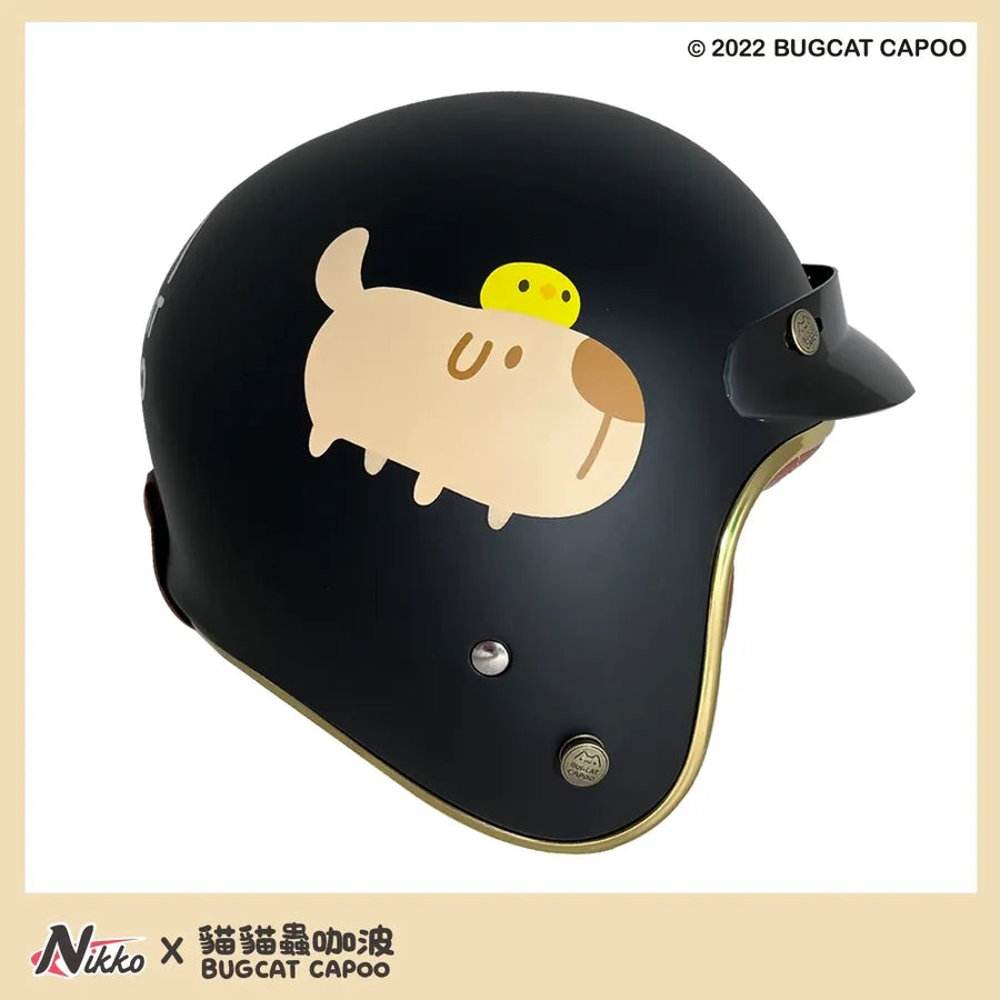 Capoo & Dogdog Matte Black Half Face Helmet
