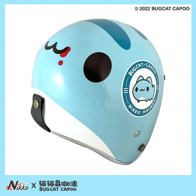 Classic Capoo Glossy Blue Half Face Helmet