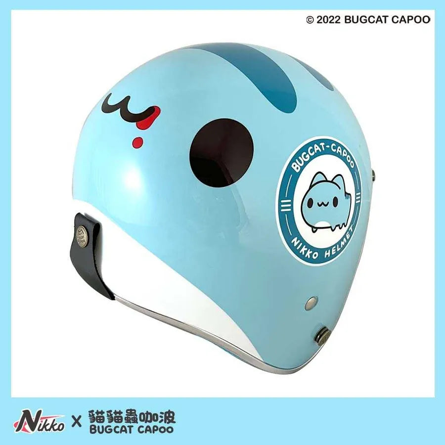 Classic Capoo Glossy Blue Half Face Helmet