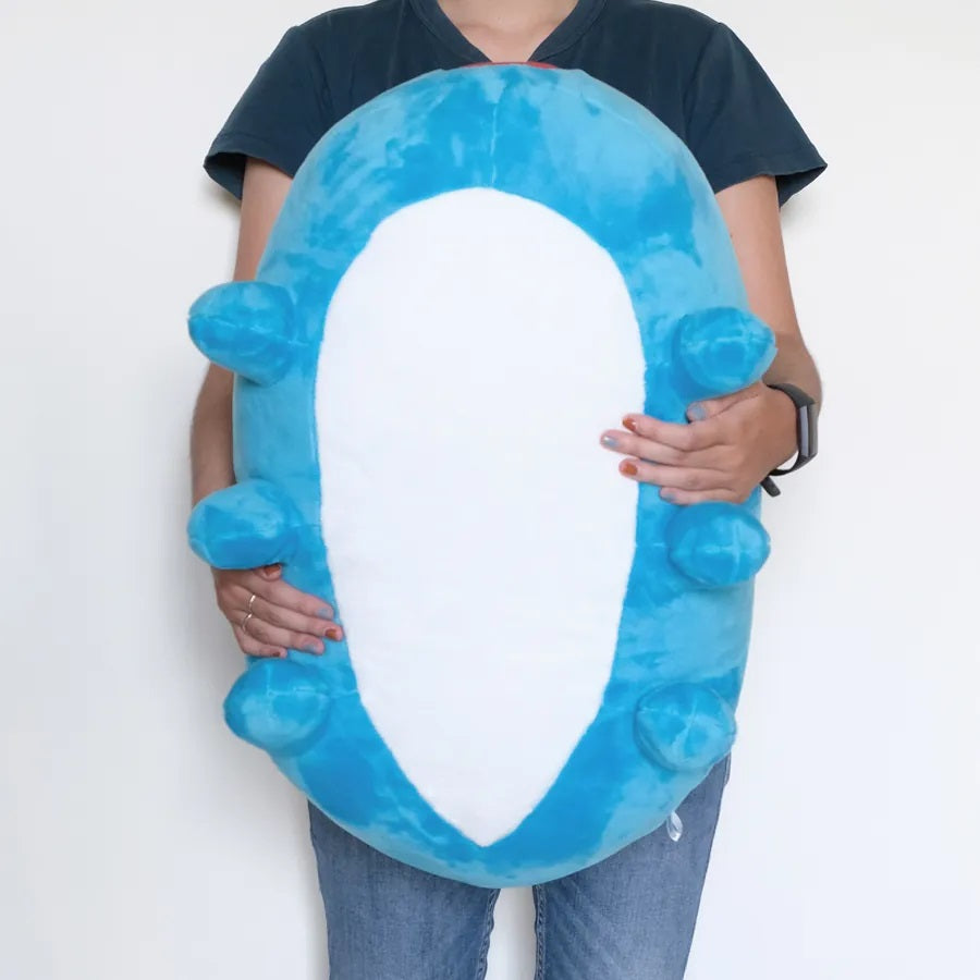 Front View of Giant Capoo Plush Being Held: A person holding the Giant Capoo Plush, showing its large, round body, and huggable size.