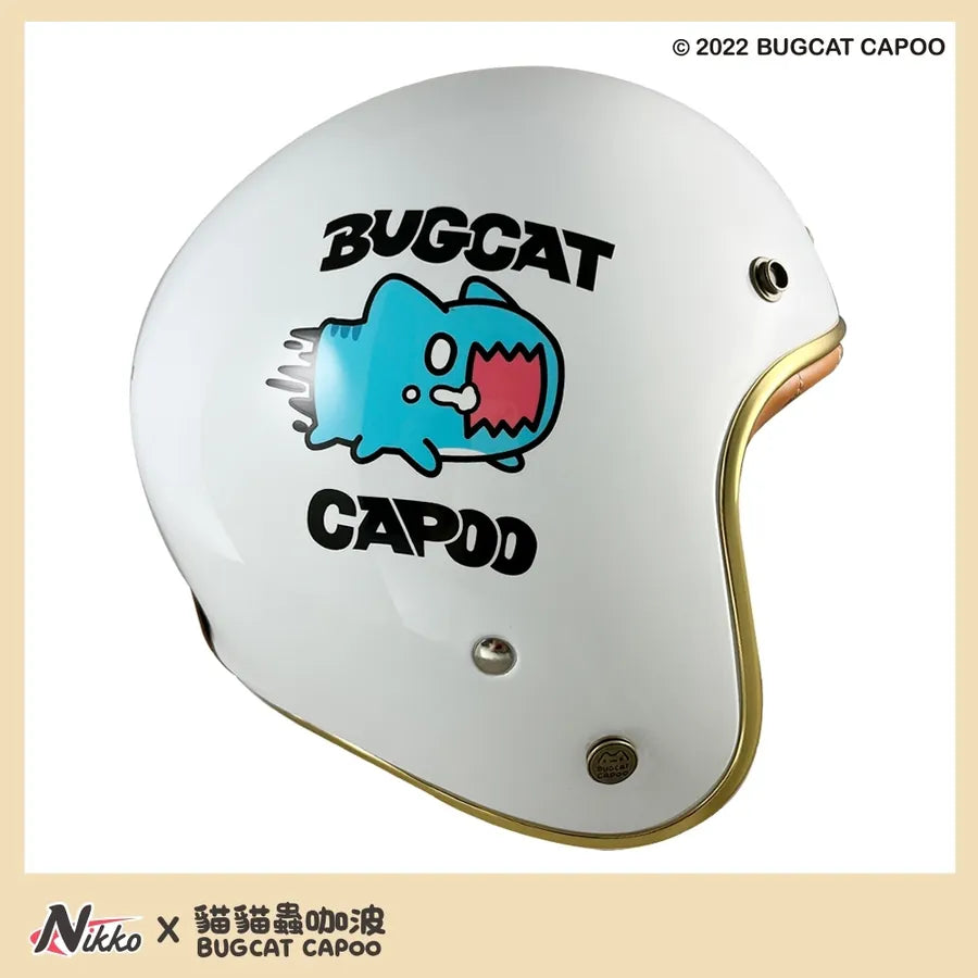 Classic Capoo Glossy White Half Face Helmet