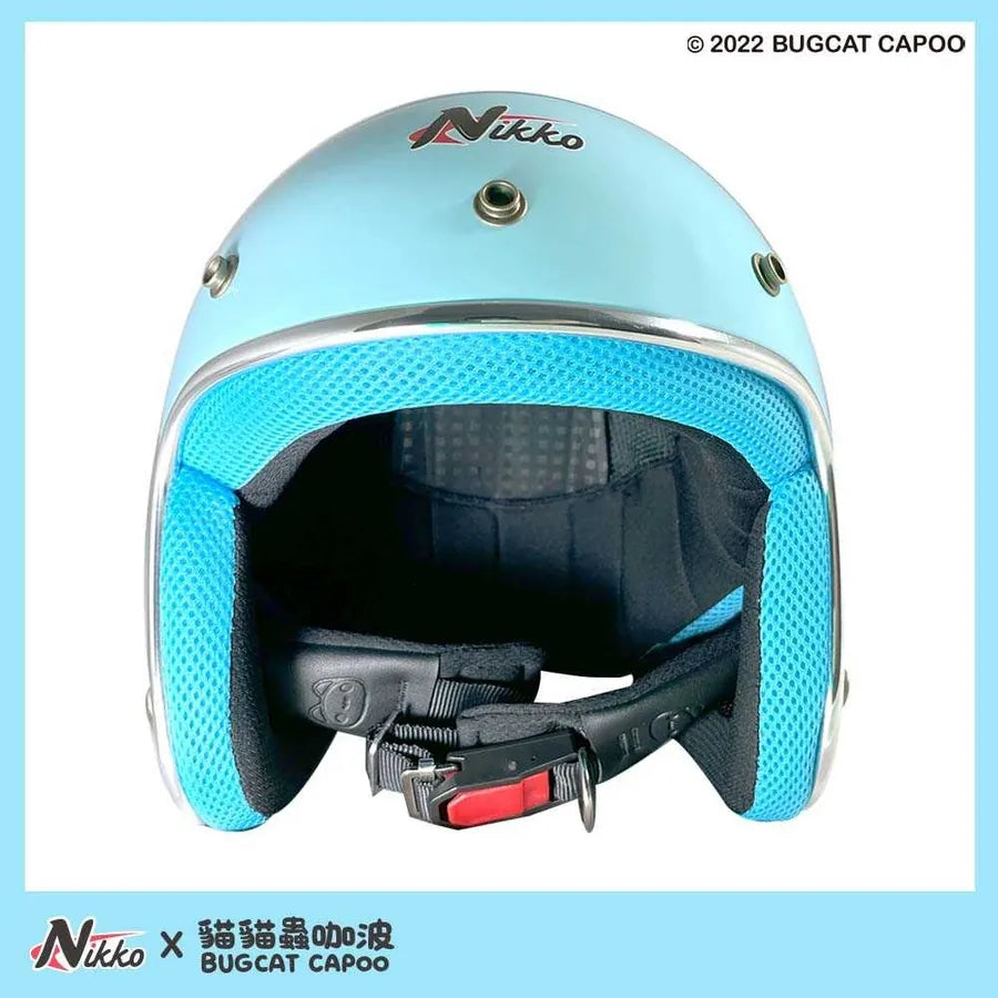 Classic Capoo Glossy Blue Half Face Helmet