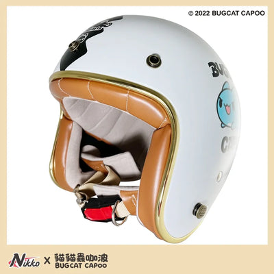 Classic Capoo Glossy White Half Face Helmet