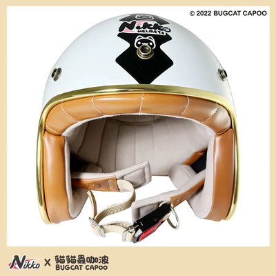 Classic Capoo Glossy White Half Face Helmet