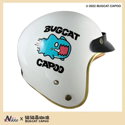 Classic Capoo Glossy White Half Face Helmet